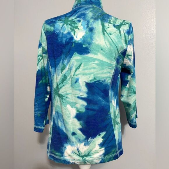 Chico's Weekends Tropical Cotton/Poly Zip Jacket Size 1 (S) - Picture 3 of 5